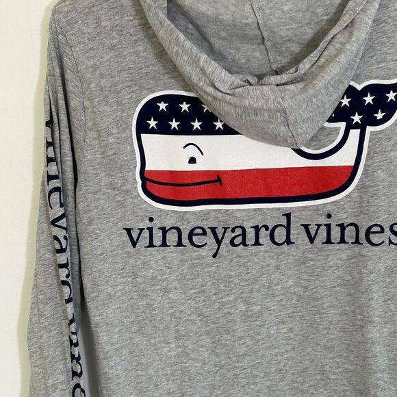 Vineyard Vines Hooded Long Sleeve Shirt Size Small Patriotic American Flag Men's - Picture 6 of 7